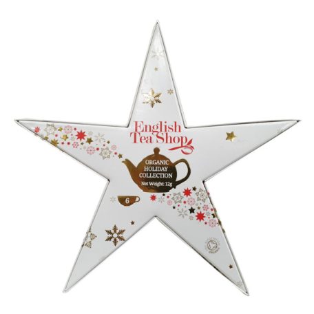 English Tea Shop Piros - arany csillag karácsonyi piramis bio teaválogatás 6 filter