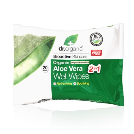 dr. Organic Nedves törlőkendő bio Aloe verával 20db
