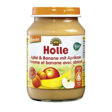 Holle Bio Alma, banán sárgabarackkal - üveges bébiétel 190g