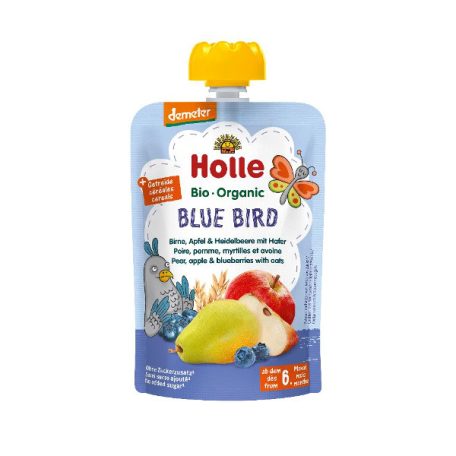 Holle Bio Blue Bird - Tasak körte, alma és áfonya zabbal 100g
