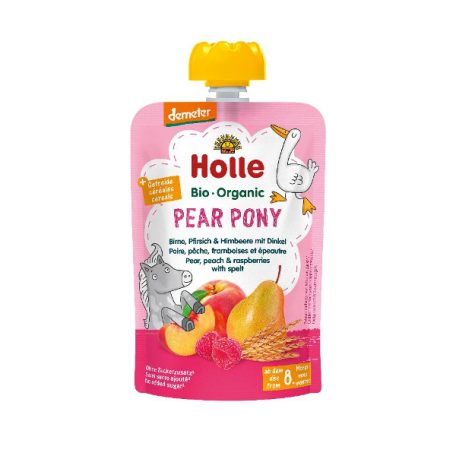 Holle Bio Pear Pony - Tasak körte, őszibarack, málna tönköllyel 100g