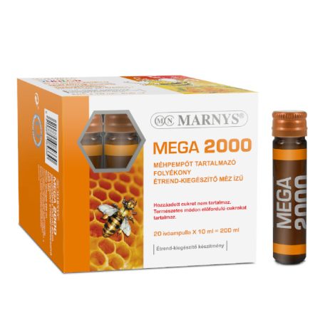 Marnys® Mega 2000 Méhpempőt tartalmazó folyékony étrend-kiegészítő 20x10ml - méz ízű
