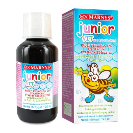 Marnys® Junior Vit folyékony multivitamin méhpempővel és 12 fajta vitaminnal 125ml - erdei gyümölcs ízű