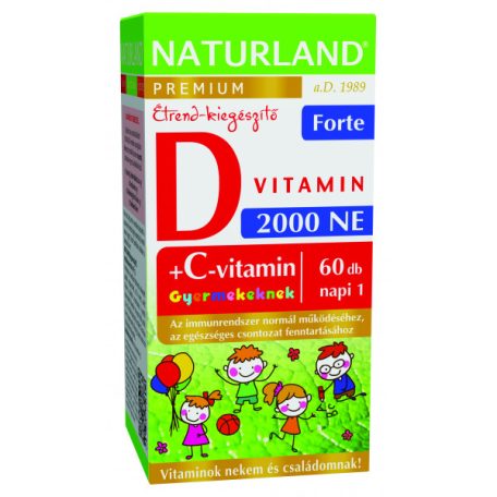 Naturland D-vitamin Forte 2000NE + C-vitamin rágótabletta 60db
