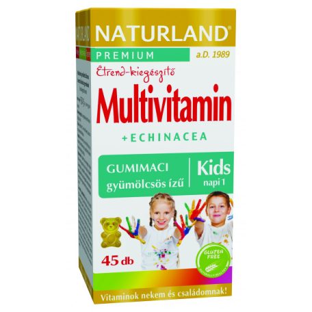 Naturland Multivitamin gumitabletta Echinaceával gyermekeknek 45db