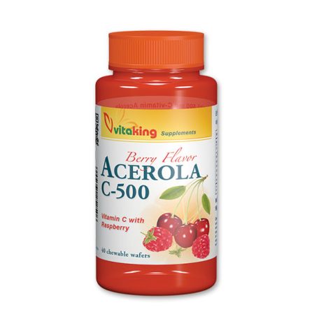 Vitaking C-vitamin Acerola 500mg rágótabletta 40db málna ízű